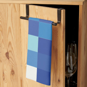 Linge De Cuisine Tableau de contrôle bleu Motif Carré moderne