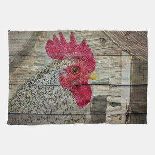 Linge De Cuisine Tableau de la grange de poulet rustique Rooster