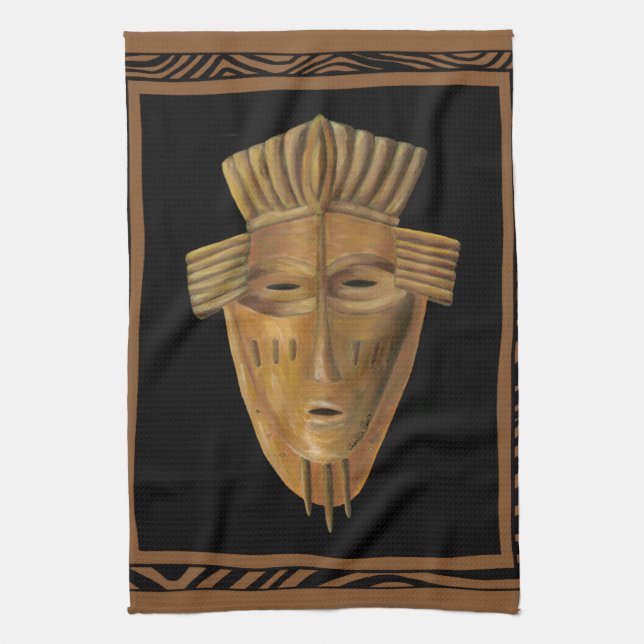 Linge De Cuisine Tableau de Masque Africain par Chariklia Zarris (Vertical)