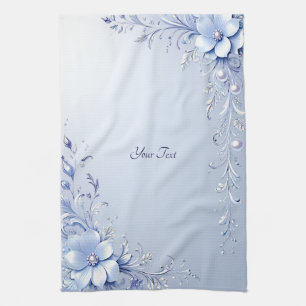 Linge De Cuisine Tablier de cuisine à fleurs ornementales bleues