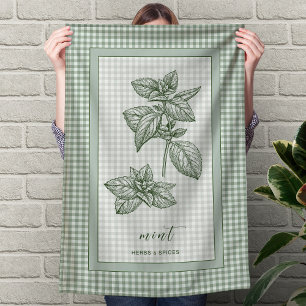 Linge De Cuisine Tablier de cuisine à l'herbe de menthe – Bordure à
