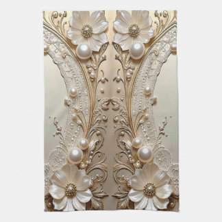 Linge De Cuisine Tablier de cuisine fleurs blanches modernes perles
