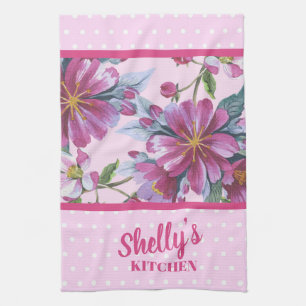 Linge De Cuisine Tablier de cuisine Fleurs de pommier et pois roses