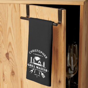 Linge De Cuisine Tablier de maître de grill légendaire noir et blan