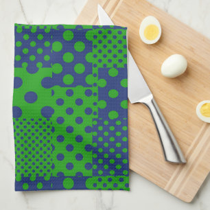 Linge De Cuisine Taches à pois verts bleus Patchwork