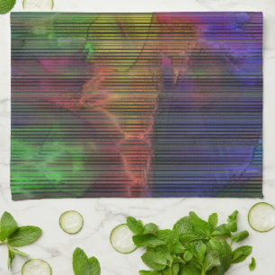 Linge De Cuisine Taches colorées sous bandes déformées