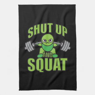 Linge De Cuisine Tais-Toi Et Squat Kawaii Anime Powerlifter Cartoon