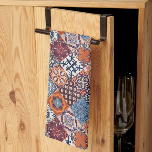 Linge De Cuisine Talavera Tles Orange Ciel Marine Bordeaux Rouge