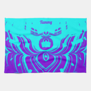 Linge De Cuisine TAMMY ~ FLUORO TONS ~ 3D ~ Purple Aqua ~