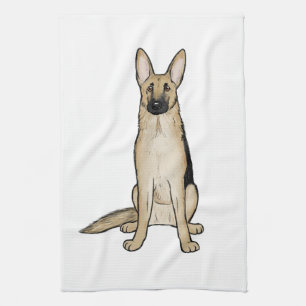 Linge De Cuisine Tan clair et chien berger allemand noir Art pour