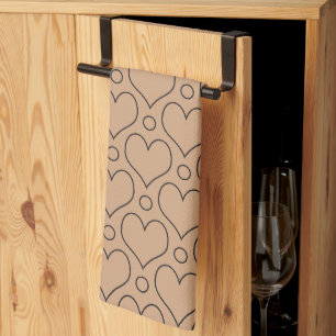 Linge De Cuisine Tan et Black Love Coeurs et motif Pois