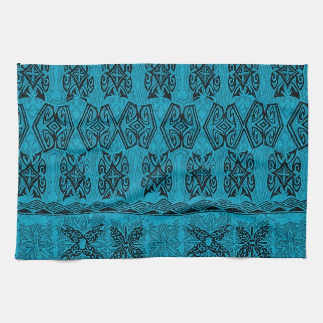 Linge De Cuisine Tapa primitif Hawaïen de Haena Beach (Horizontal)