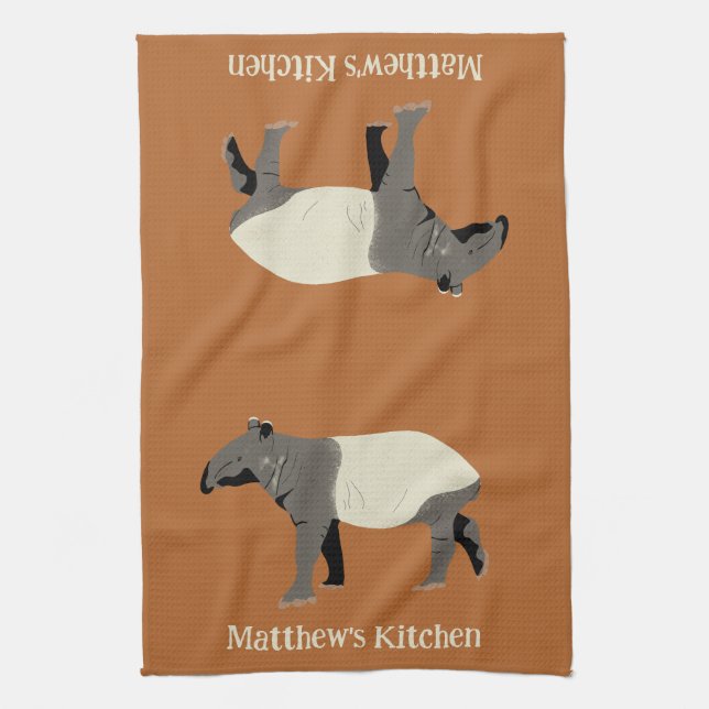 Linge De Cuisine Tapir Malais Cinnamon Orange Personnalisé (Vertical)