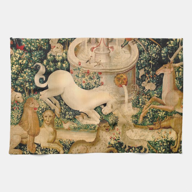 Linge De Cuisine Tapisseries Unicorne Trouvé Légende Mythique (Horizontal)