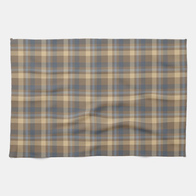 Linge De Cuisine Tartan - couleurs Brown, bleues et sable (Horizontal)