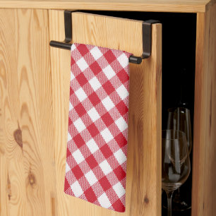 Linge De Cuisine Tartan en blanc et rouge