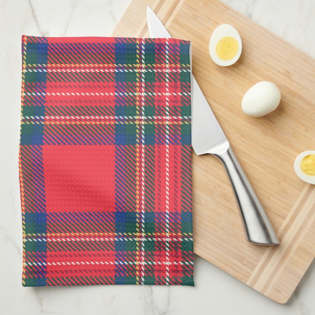 Linge De Cuisine Tartan Plaid Red Classic Festive Noël (Quart Plié)