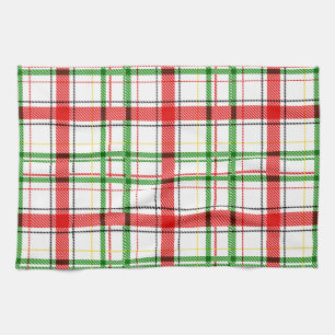 Linge De Cuisine Tartan plat de Noël - Blanc