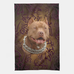 Linge De Cuisine tatouage tribal brun Pitbull