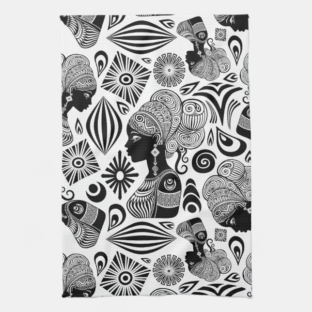 Linge De Cuisine Tatouage Tribal Portrait de Fille Africaine (Vertical)