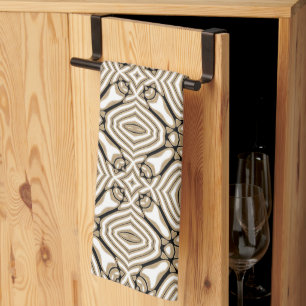 Linge De Cuisine Taupe beige Brown Black White Bohemian Tribe Art