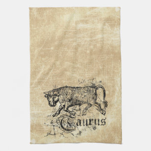 Linge De Cuisine Taurus zodiaque Vintage