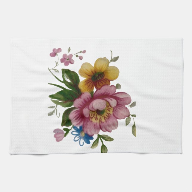 Linge De Cuisine Tea Cup Floral Bouquet  (Horizontal)