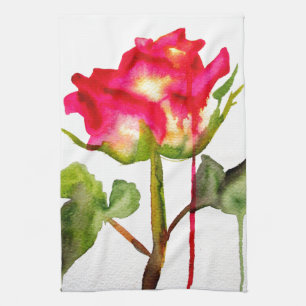 Linge De Cuisine Tea hybride Rose aquarelle moderne fleurie art