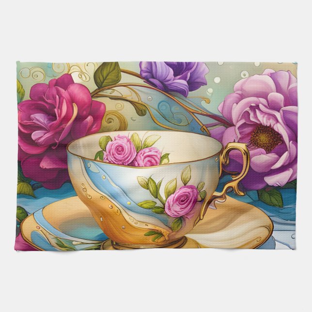 Linge De Cuisine Tea Time - Tea Cup Art (Horizontal)
