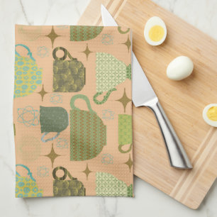 Linge De Cuisine Teacup de corail moderne du milieu du siècle