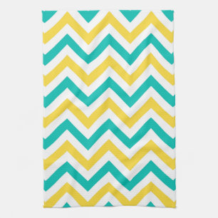 Linge De Cuisine Teal, Pineapple, Wht Large Chevron Zig Zag