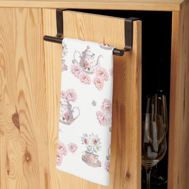 Linge De Cuisine Teapot Teapot Party Teapup Rose Fleur (Pliage en tiers)