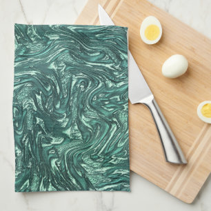 Linge De Cuisine Teintes de jade texturées et cyan verdâtre