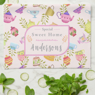 Linge De Cuisine Teintures et tasses Jardin rose