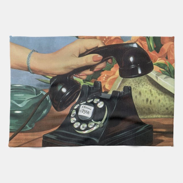 Linge De Cuisine Téléphone rétro avec cadran Rotary, affaires Vinta (Horizontal)