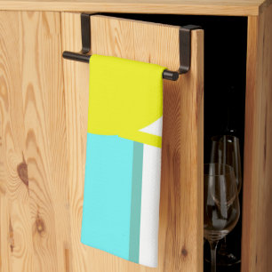 Linge De Cuisine Téméraire Abstrait Cercle Turquoise Vert Jaune