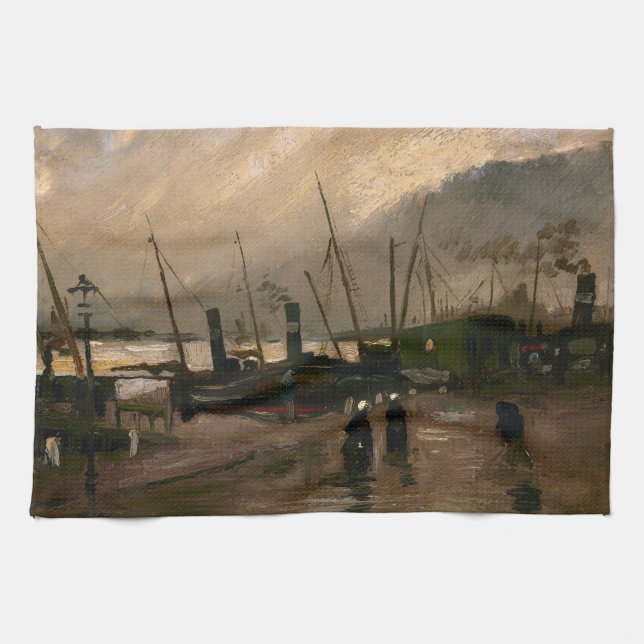 Linge De Cuisine Tempête portuaire des pêcheurs d'Amsterdam par Vin (Horizontal)