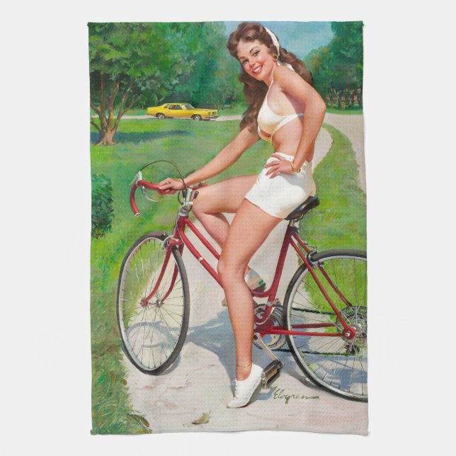 Linge De Cuisine Temps pour un tour - Retro Pin-up Girl (Vertical)