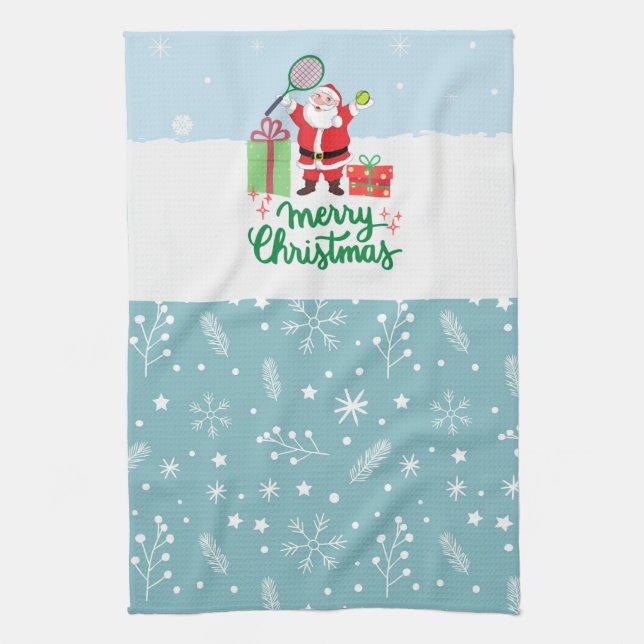 Linge De Cuisine Tennis Noël vacances avec le Père Noël (Vertical)