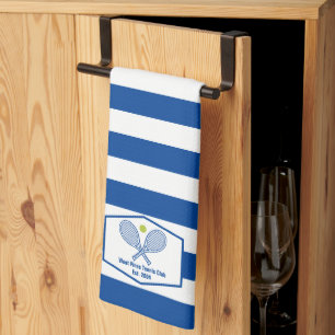 Linge De Cuisine Tennis sur mesure Country Club Bleu rayé