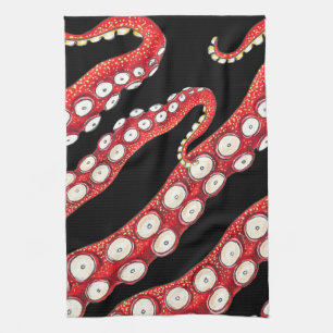 Linge De Cuisine Tentacules octopiques rouges Noir