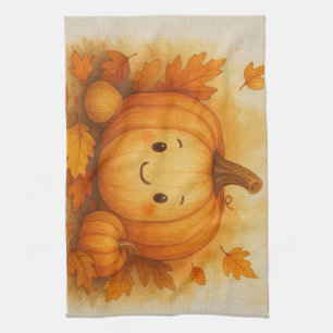 Linge De Cuisine terracotta Rustique Citrouille & Feuilles d'automn