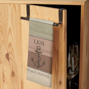 Linge De Cuisine Terres Rustiques Bois Nautical - Monogramme