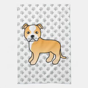 Linge De Cuisine Terrier Bull Staffordshire Fauve Et Blanc Chien