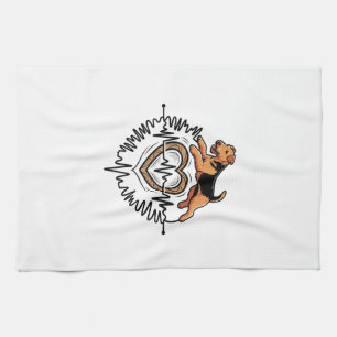 Linge De Cuisine Tervueren Airedale Terrier Chien qui saute Ligne c