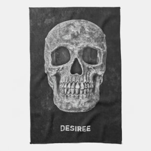 Linge De Cuisine Tête de crâne gothique Coutume noir et blanc