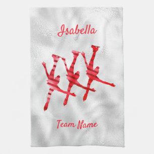 Linge De Cuisine Tête de patinage synchronisée rouge arabesque