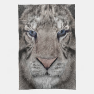 Linge De Cuisine Tête de Tigre Blanc Esthétique Faunique