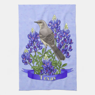Linge De Cuisine Texas State Mockingbird & Bluebonnet Flower