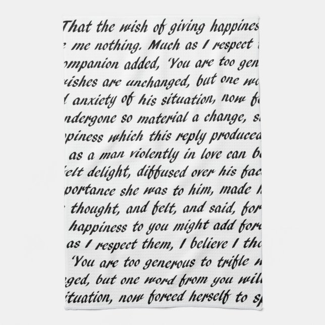 Linge De Cuisine Texte de fierté et de préjudice (Vertical)